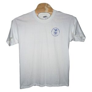 Classic White T-Shirt with Blue Logo